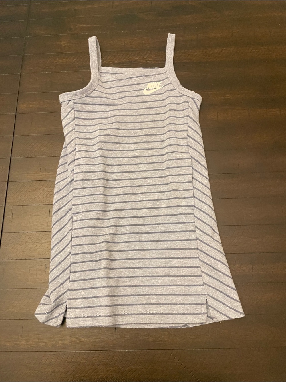 Nike Girls' Light Gray & Navy Striped Tank Dress